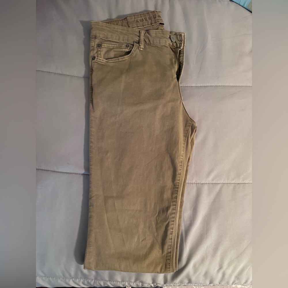 American Eagle Outfitters Khaki SLIM Straight-Leg Pants 30x34